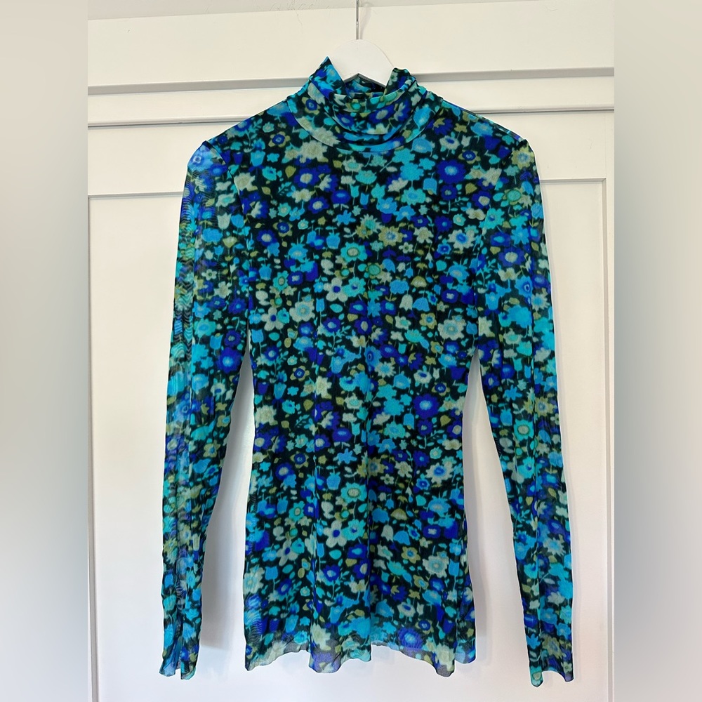 Ganni printed Mesh Turtleneck